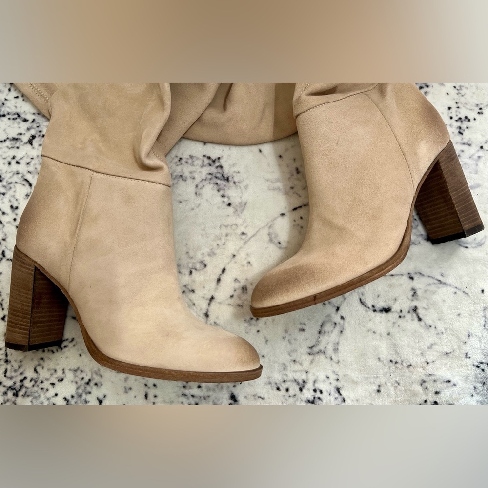 Free People Dakota Tall Knee high distressed suede boots-Velour Almond 39/US8.5 - Picture 7 of 10